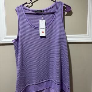 Vibrant Purple Ribbed Asymmetrical Tank Top‎